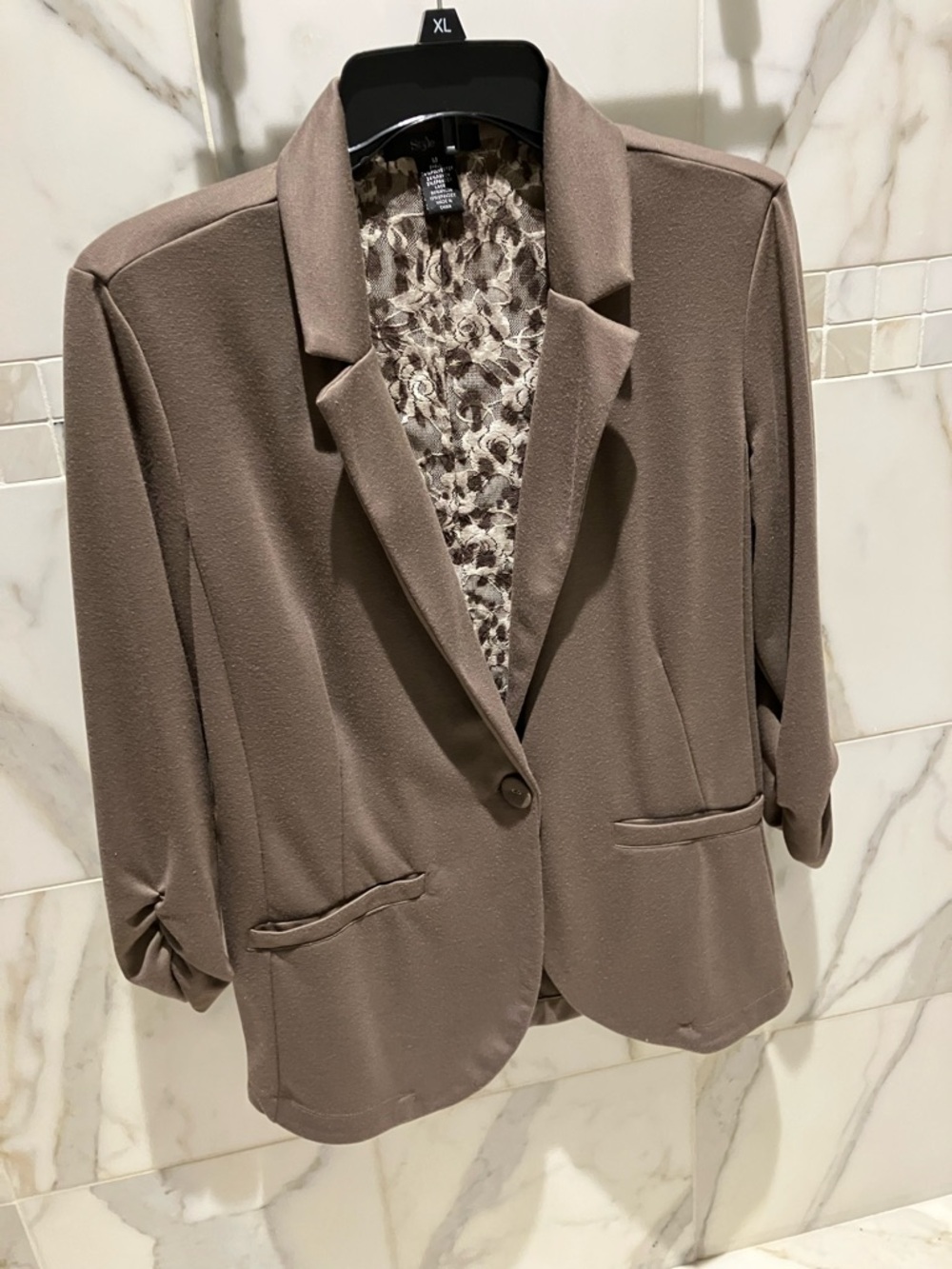 Style & Co. Taupe Single-Button Blazer medium